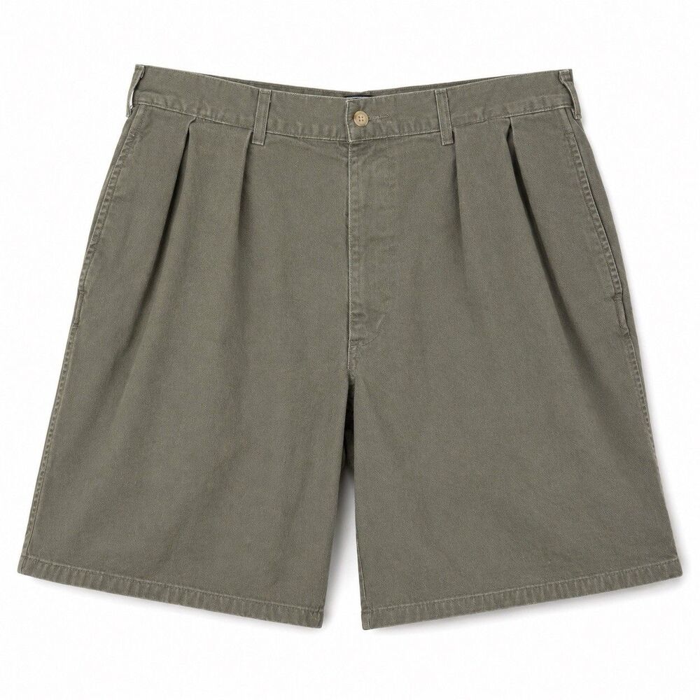 Vintage Polo Ralph Lauren Mens 34 Pleated Chino Shorts Sage Green Made USA 90s